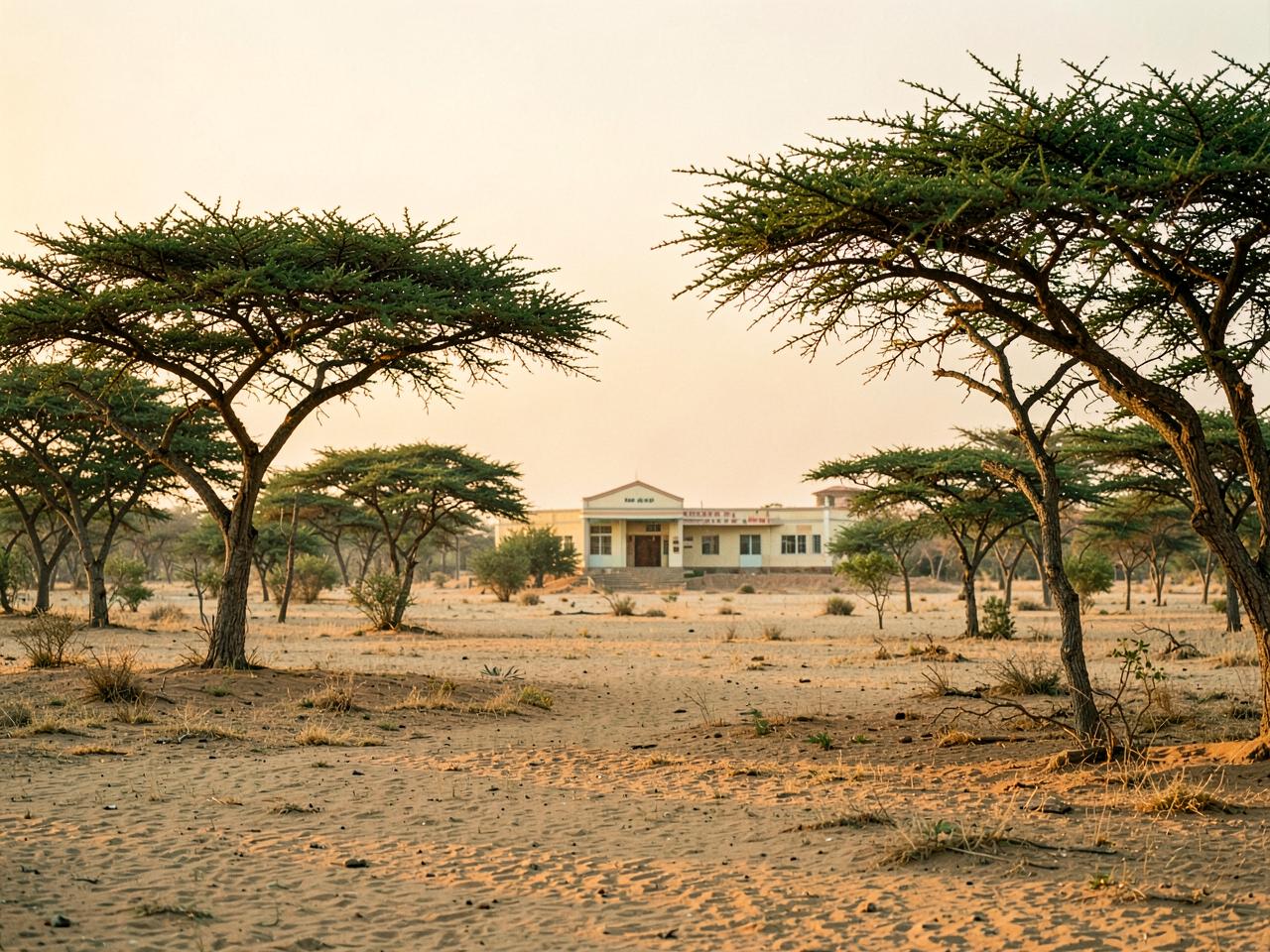 Golden-hour landscape of the Sahel region